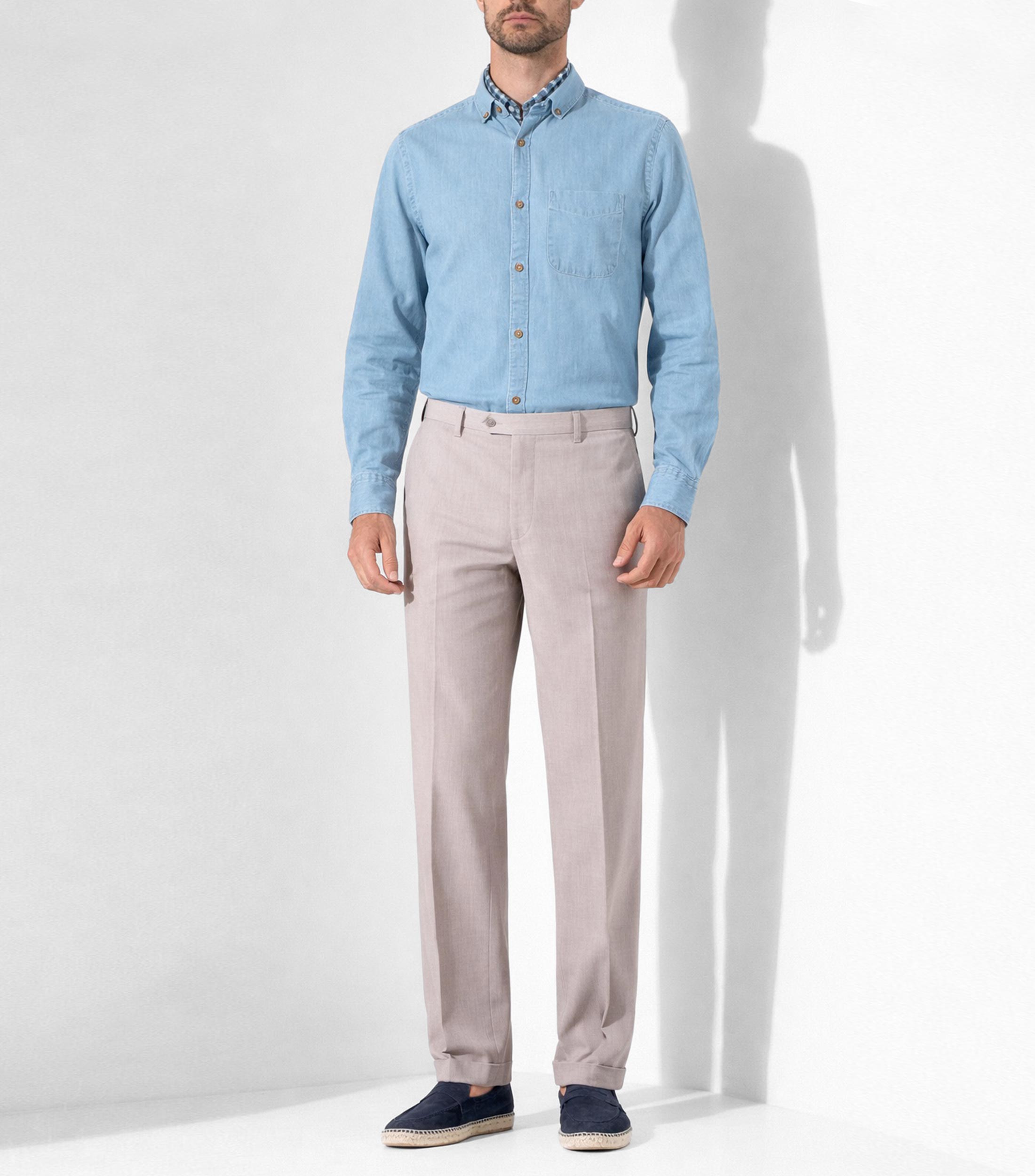 Camisa lisa manga larga Hombre